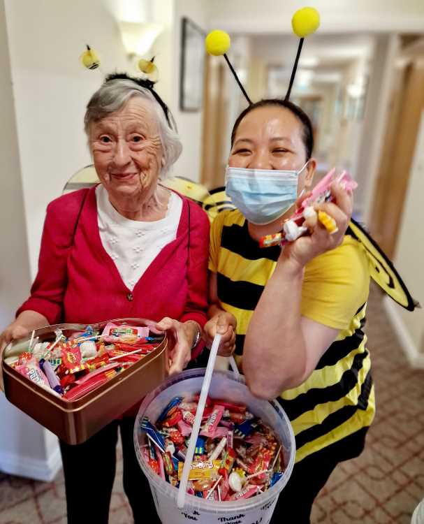 Kingfishers resident Joan Lakeman and Companionship Team Leader Rose Arcellana aka The 'Bee Friends'