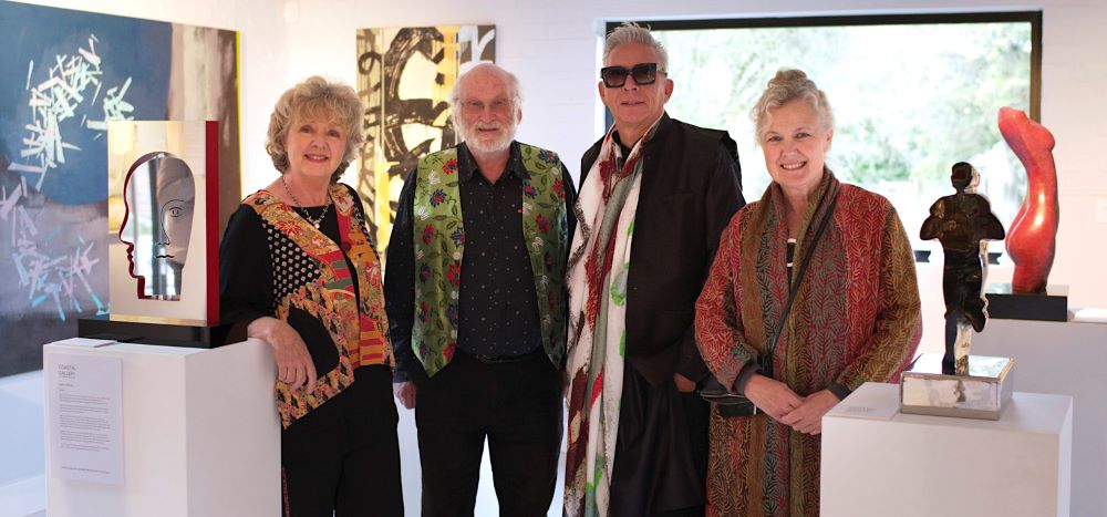 Coastal Gallery at Palais des Vaches Autumn Glory joint curators Caroline and Nick de Rothschild P de V and Stewart Mechem and Bev Saunders Coastal Gallery Credit Paul Clo Copy