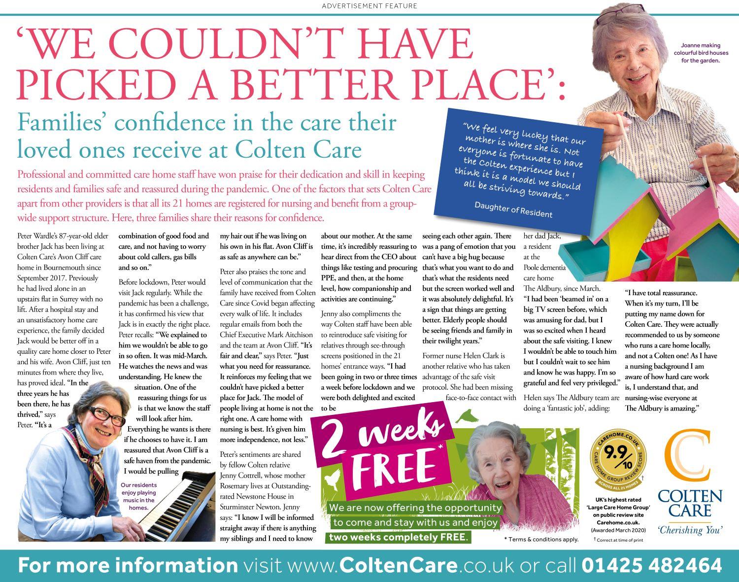 Colten Care relatives couldn't have picked a better place, advertorial