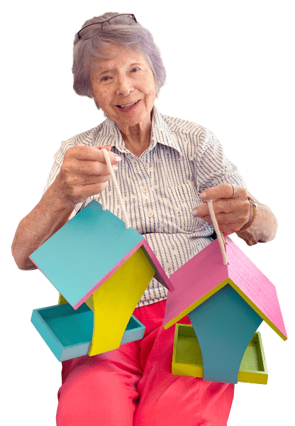 lady making coloured houses
