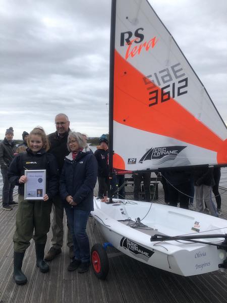 Paula and Nigel Burt with Commodore Freya Baddeley at Salterns Sailing Club