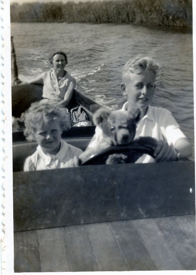 The young Rosalind Ransome with Teddy Edward and family members on a holiday on the Norfolk Broads in the 1930s.