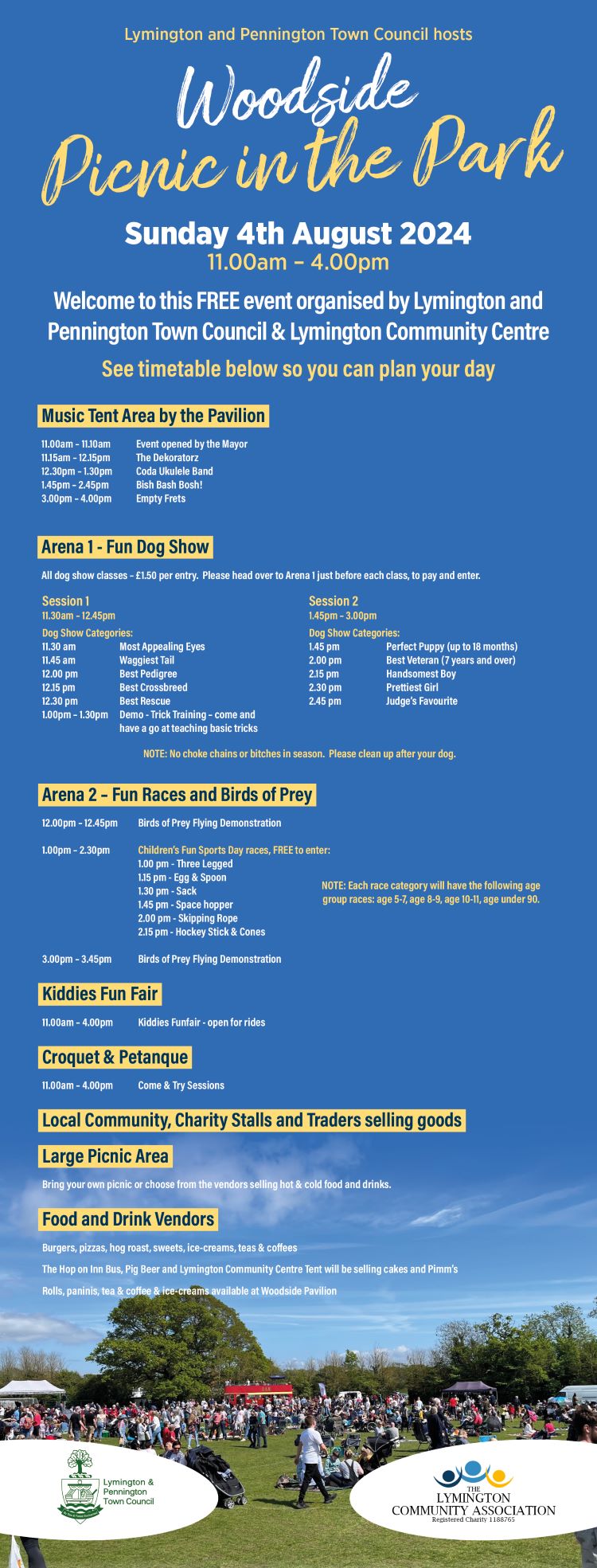 Woodside Picnic in the Park full timetable